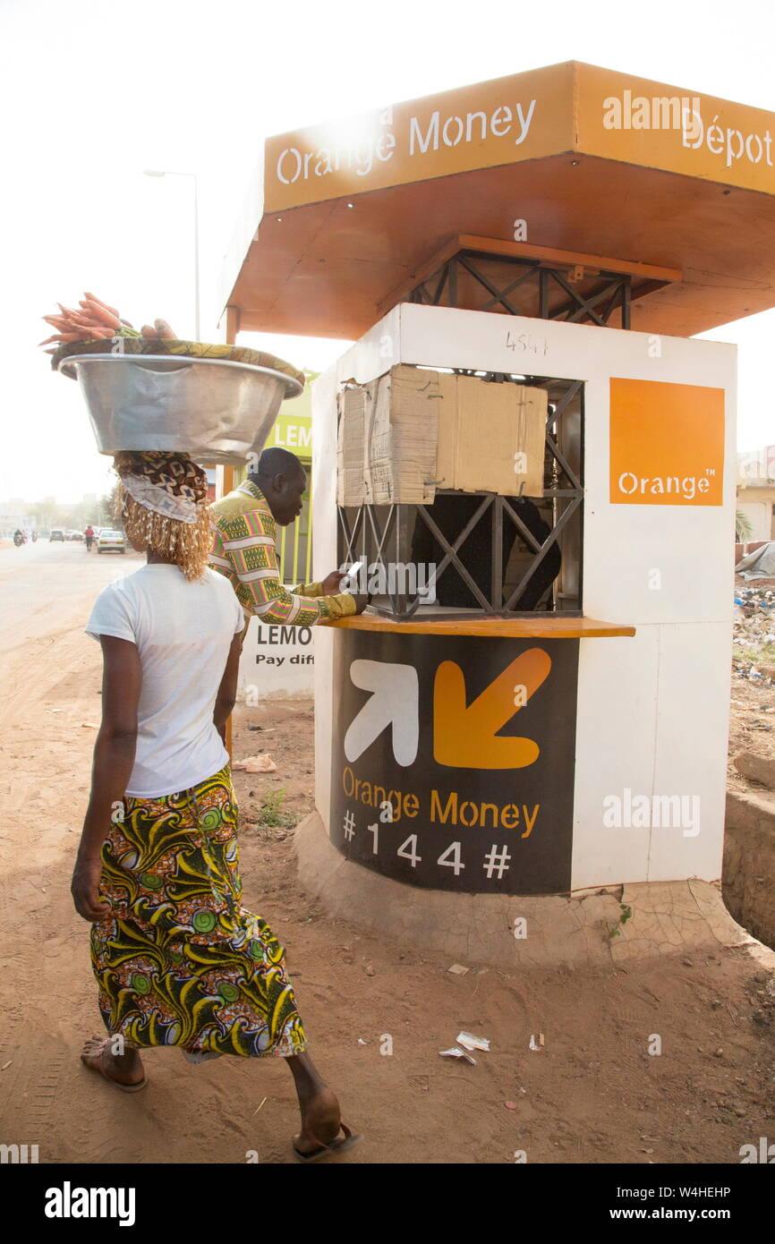 TRANSFER MONEY TO AFRICA  WITH ORANGE MONEY Stock Photo