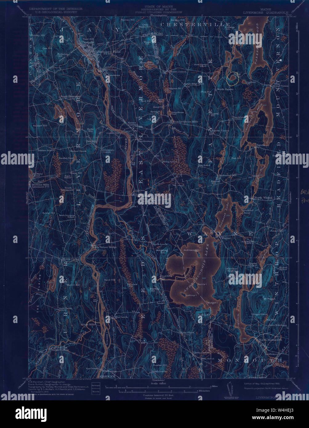 Maine USGS Historical Map Livermore 306646 1912 62500 Inversion
