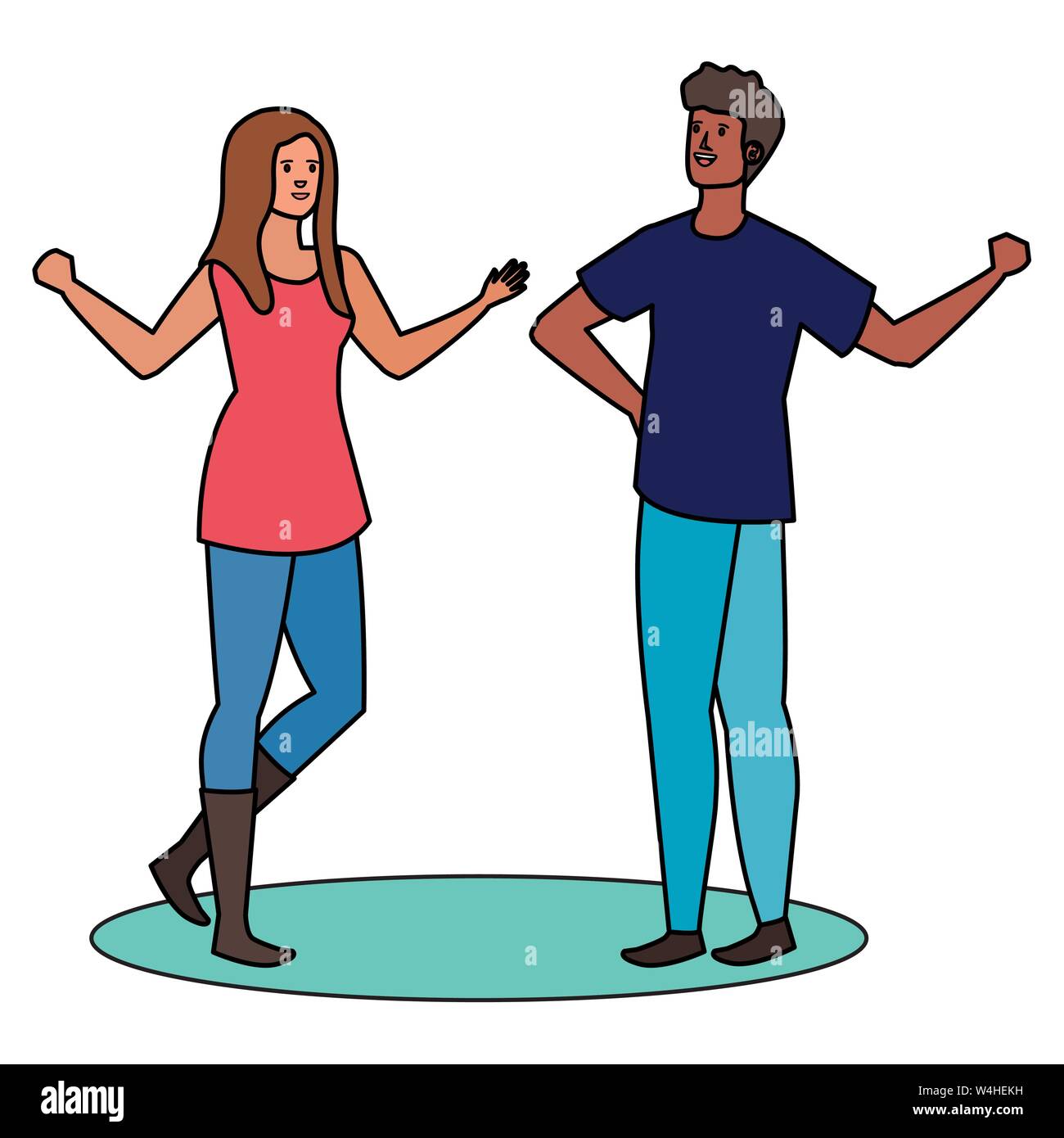 interracial lovers couple celebrating characters Stock Vector Image ...