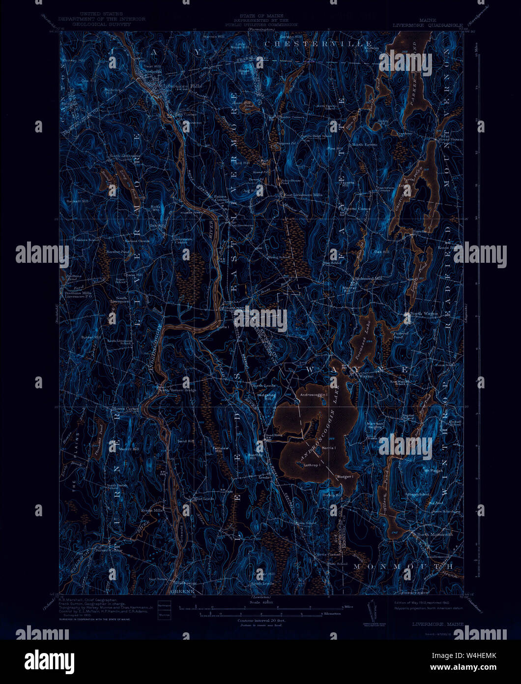 Maine USGS Historical Map Livermore 460570 1912 62500 Inversion