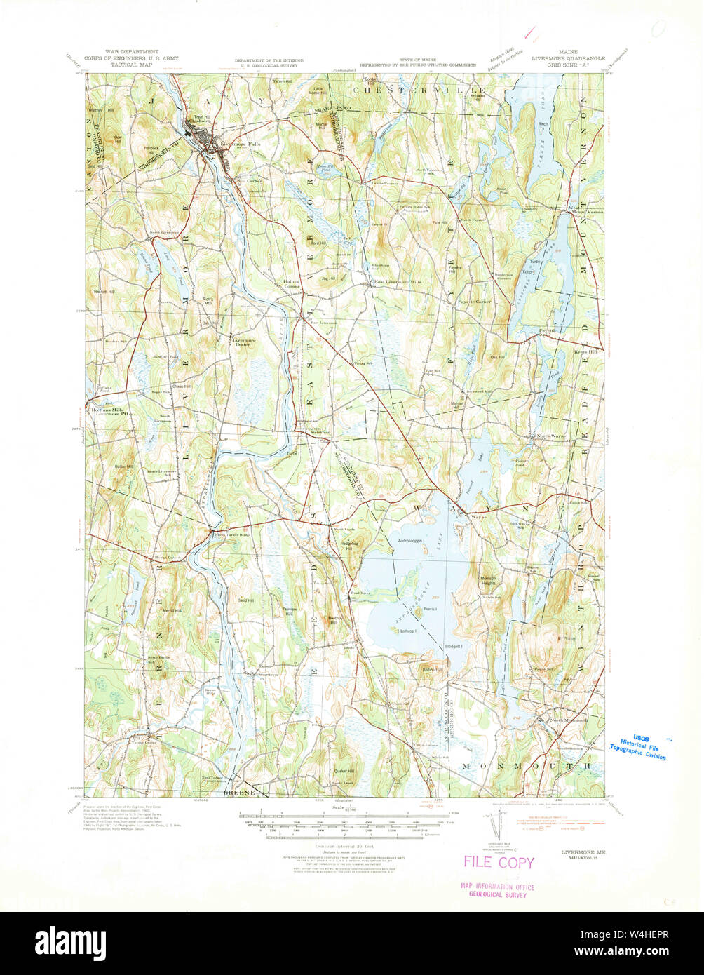 Maine USGS Historical Map Livermore 460571 1941 62500 Restoration Stock