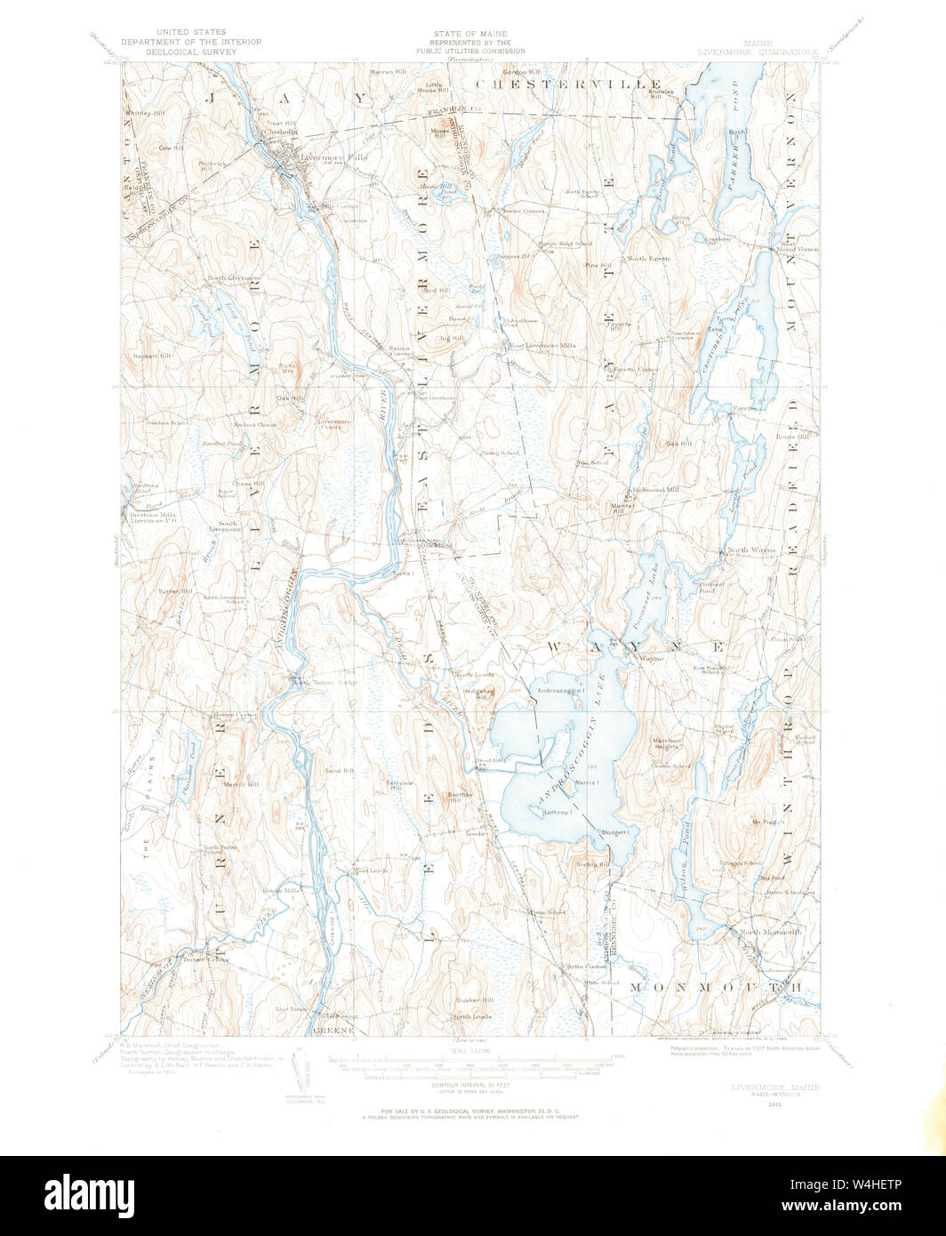 Maine USGS Historical Map Livermore 460573 1910 62500 Restoration Stock Photo Alamy