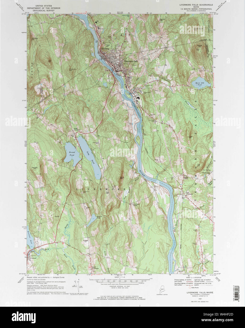 Maine USGS Historical Map Livermore Falls 102696 1967 24000 Restoration