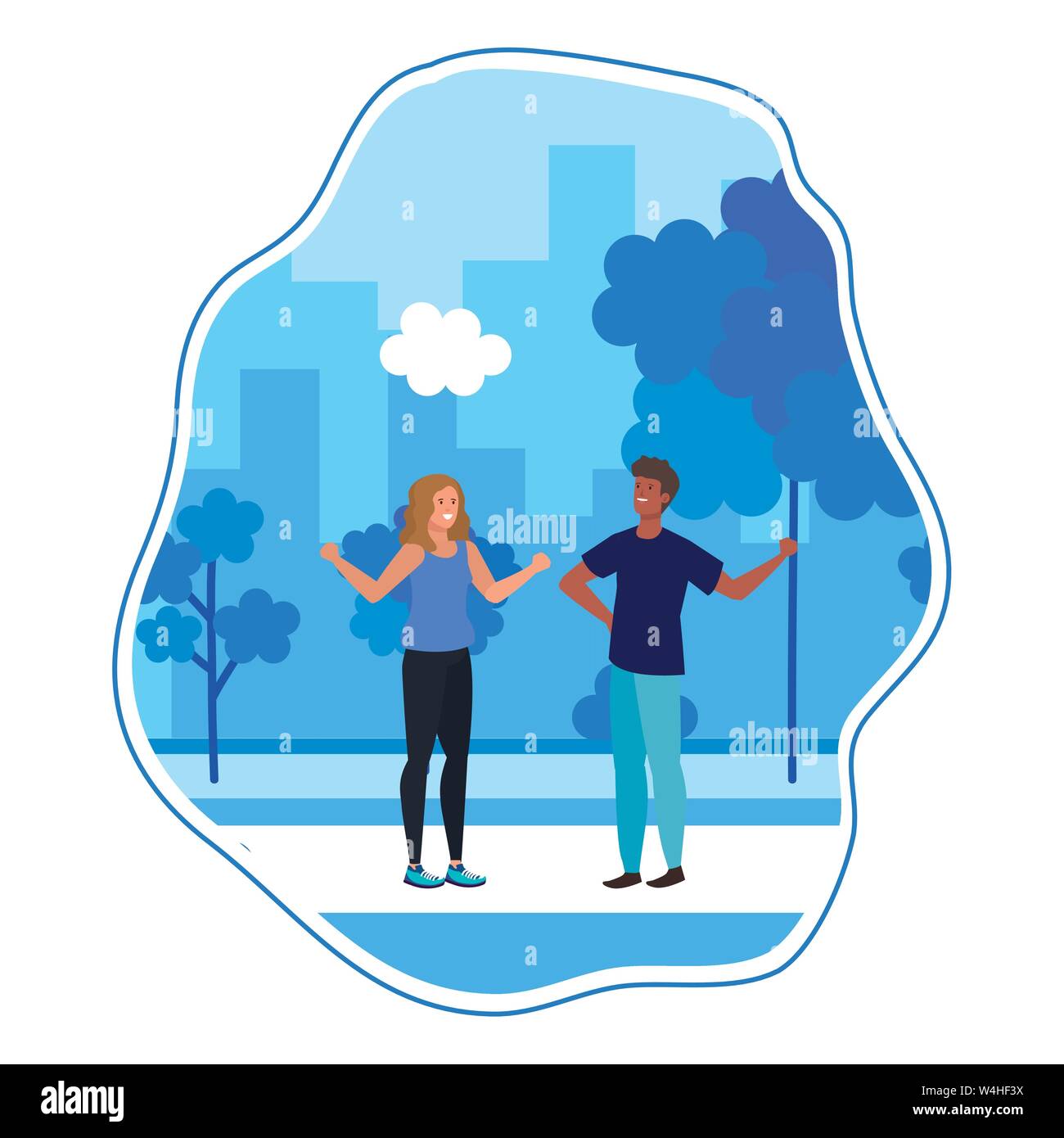 young interracial lovers couple in the landscape Stock Vector Image ...