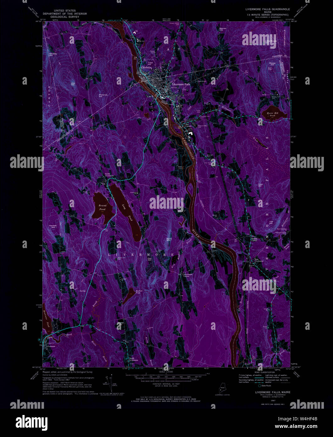 Maine USGS Historical Map Livermore Falls 460574 1967 24000 Inversion