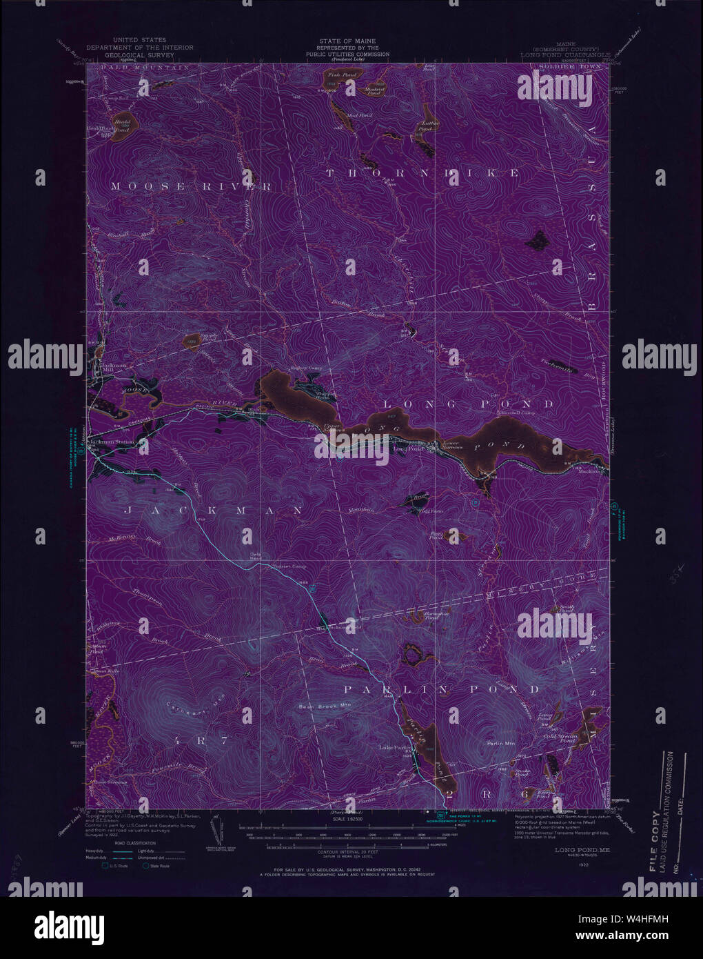 Maine USGS Historical Map Long Pond 306647 1922 62500 Inversion