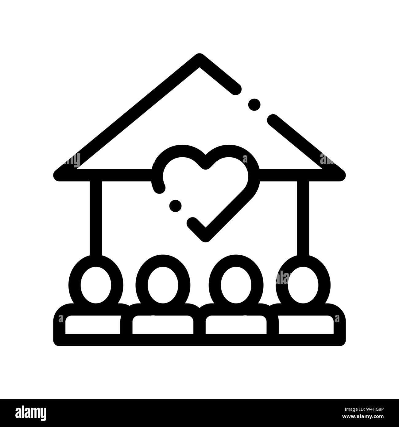 Volunteers Support House Vector Thin Line Icon Stock Vector