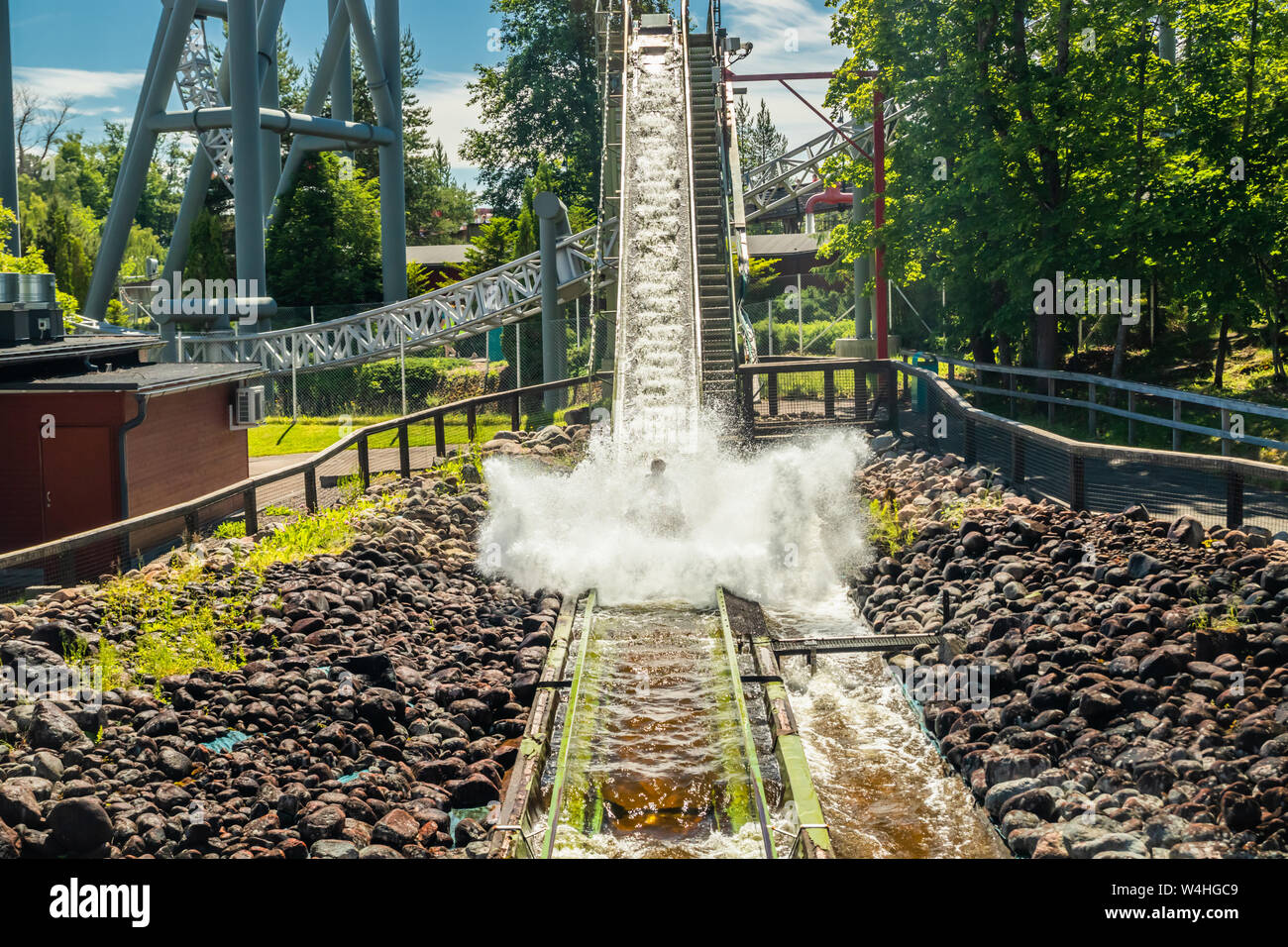 Fun water ride Log river in amusement park at summer Stock Photo - Alamy