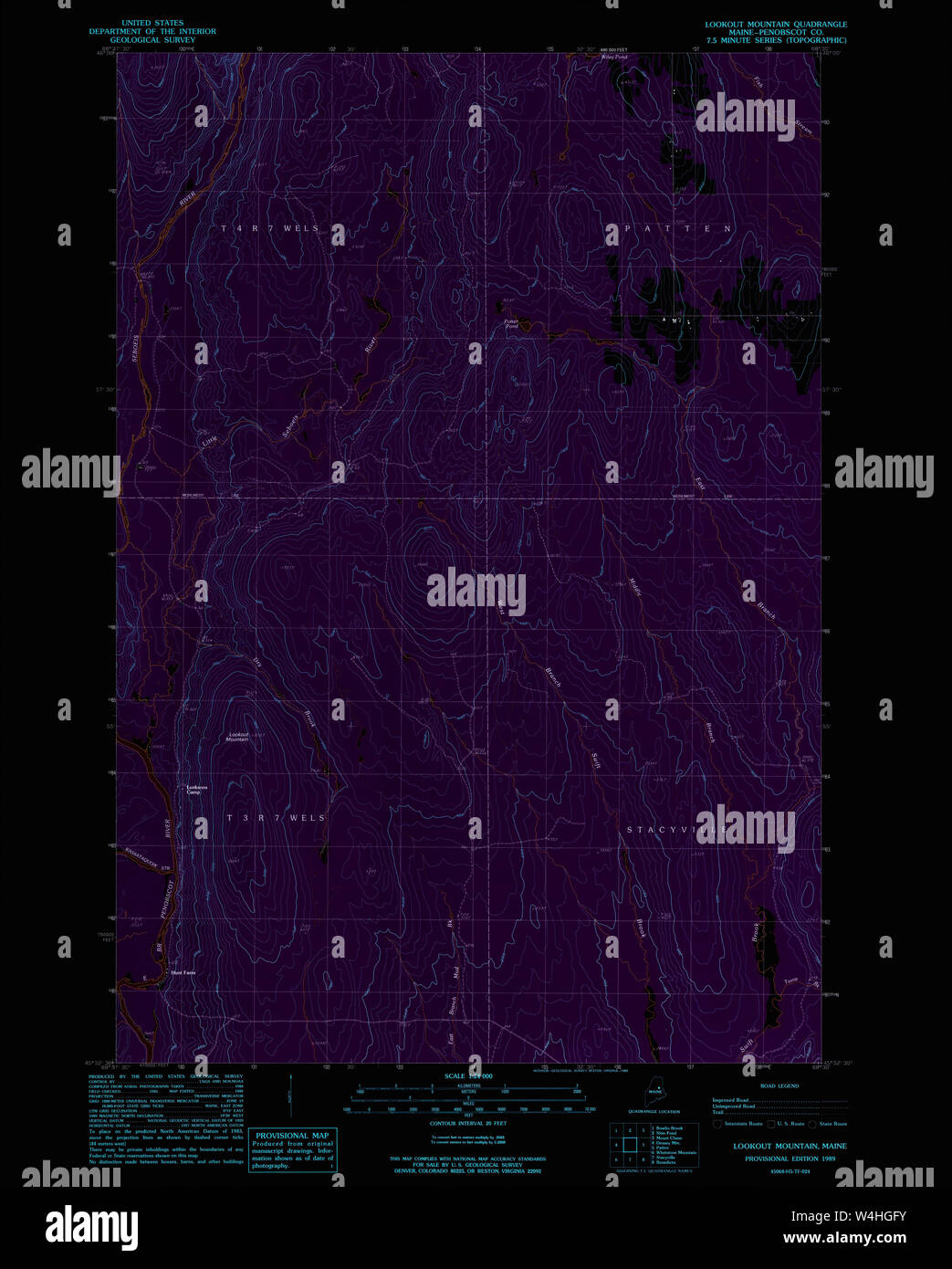 Maine USGS Historical Map Lookout Mountain 102702 1989 24000 Inversion 