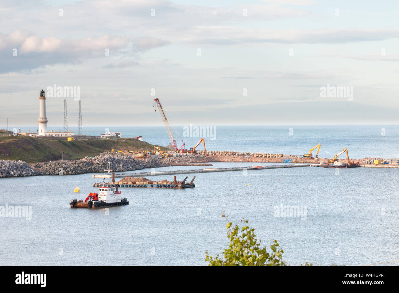 Aberdeen harbour expansion project (AHEP) construction works on the 22nd July 2019 Stock Photo