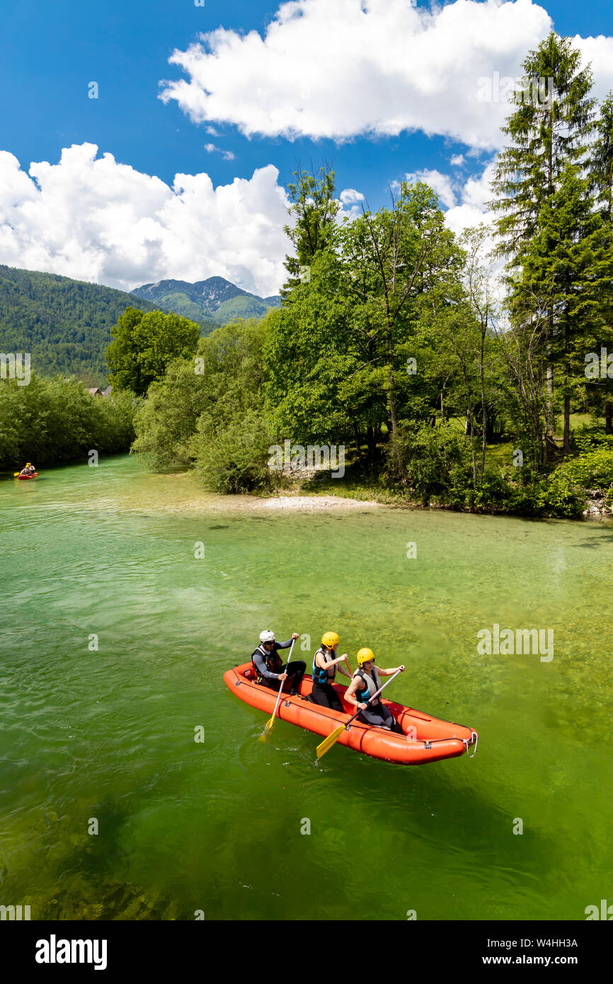 Rafting, Sava Bohinjka in Triglav national park, Slovenia Stock Photo