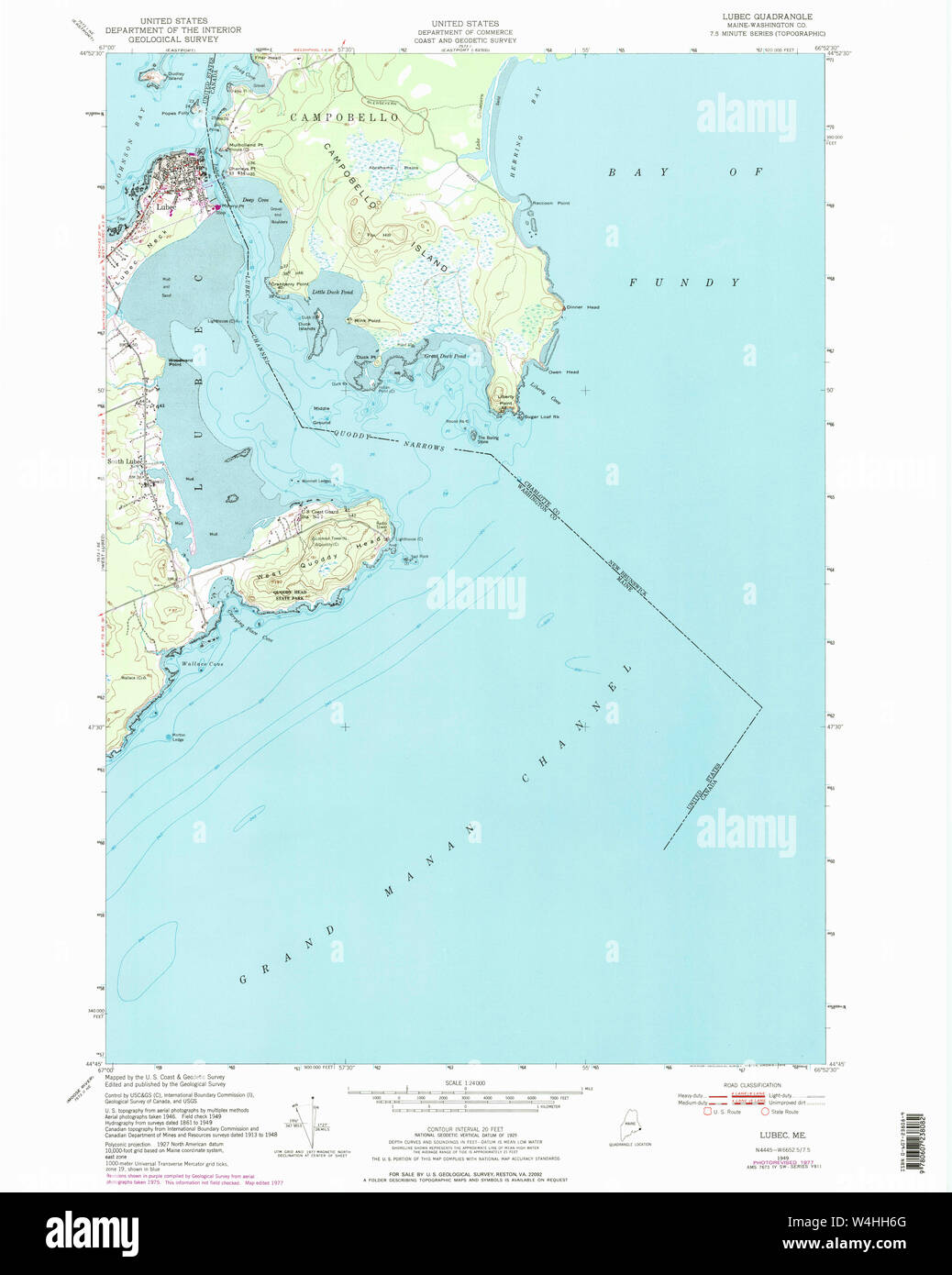 Maine USGS Historical Map Lubec 102707 1949 24000 Restoration Stock