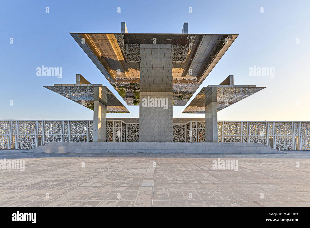 DOHA, QATAR - JANUARY 1, 2016: The Ceremonial Court, Education City, designed by Arata Isozaki architects, taken during a winter late afternoon Stock Photo