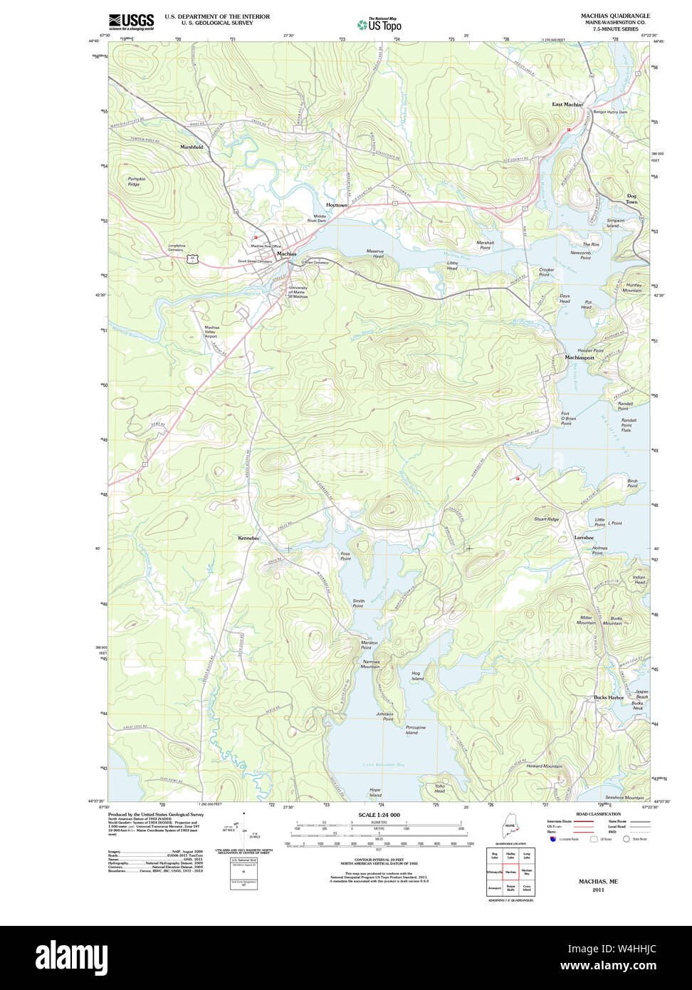 Maine USGS Historical Map Machias 20110830 TM Restoration Stock Photo Alamy