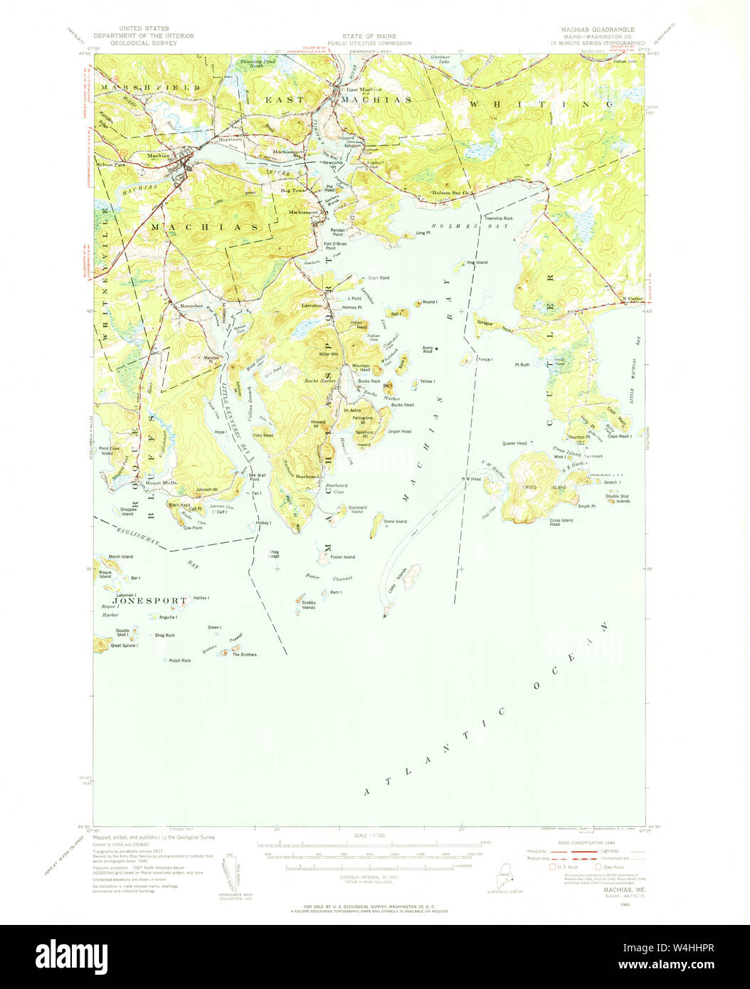 Maine USGS Historical Map Machias 460589 1941 62500 Restoration Stock