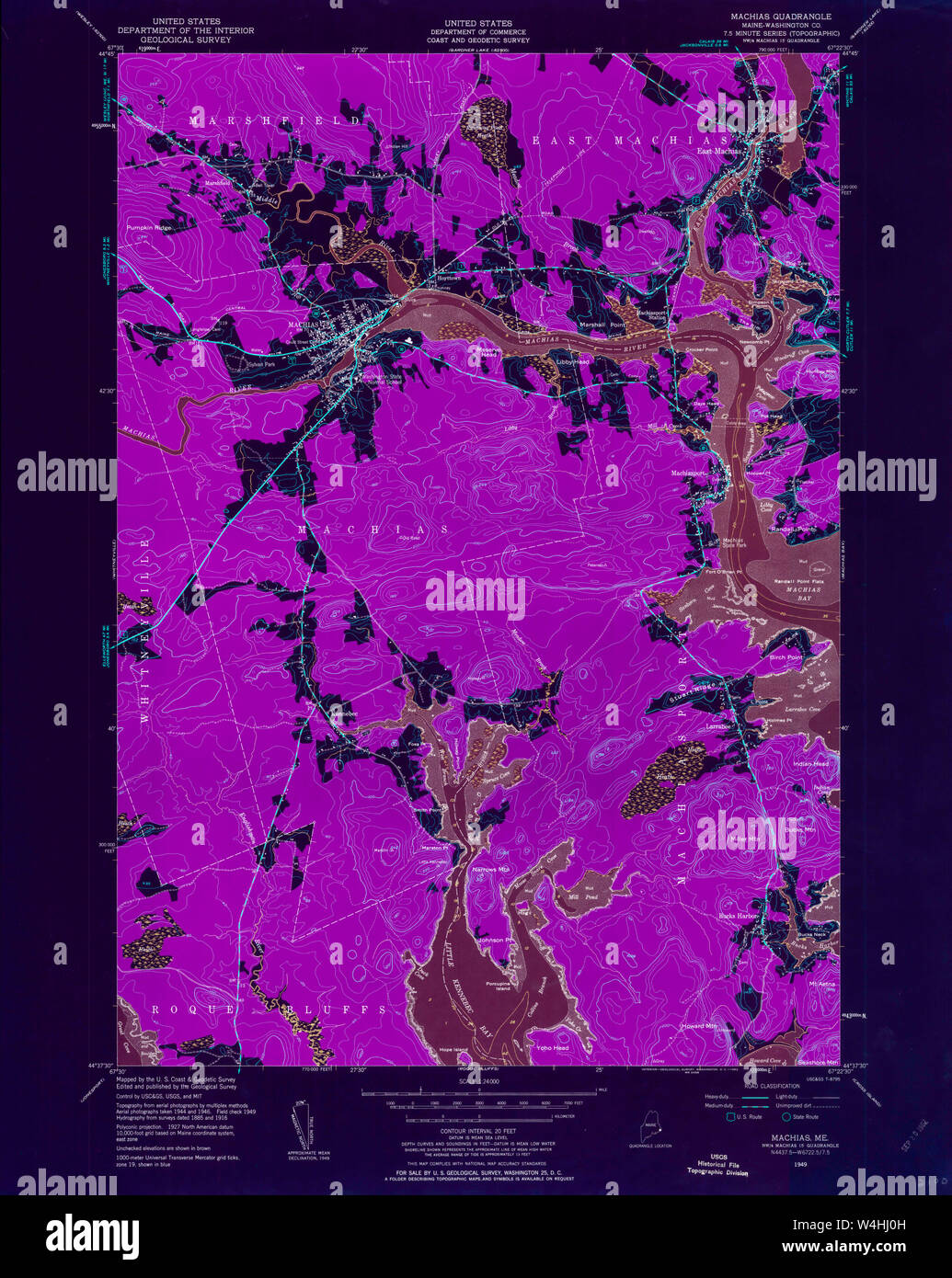 Maine USGS Historical Map Machias 806873 1949 24000 Inversion