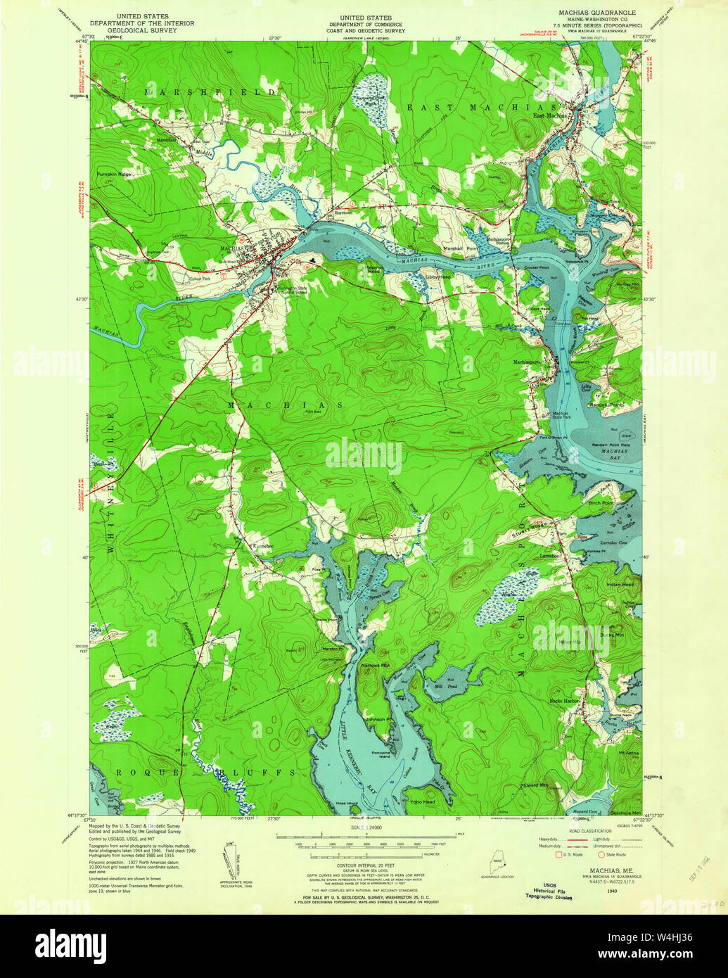 Maine USGS Historical Map Machias 806873 1949 24000 Restoration Stock