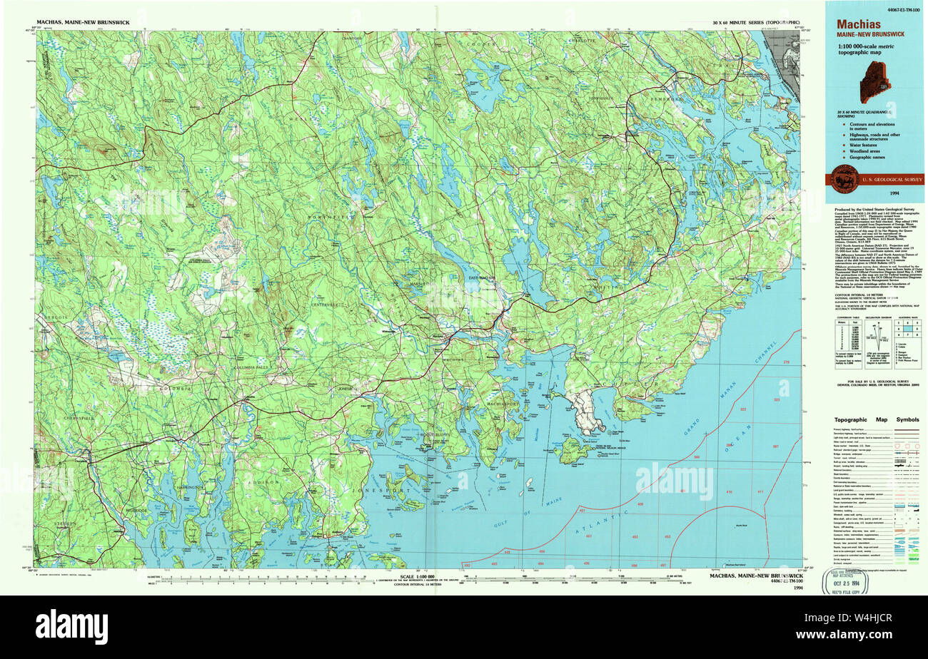 Maine USGS Historical Map Machias 808048 1994 100000 Restoration Stock Photo Alamy
