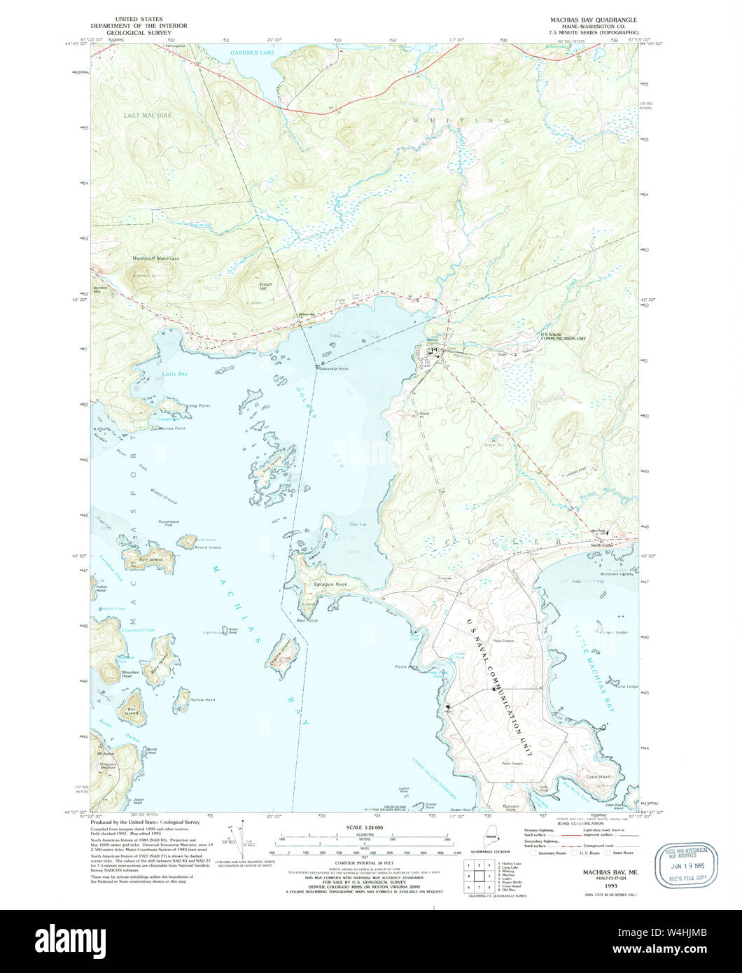 Maine USGS Historical Map Machias Bay 460591 1993 24000 Restoration Stock Photo Alamy