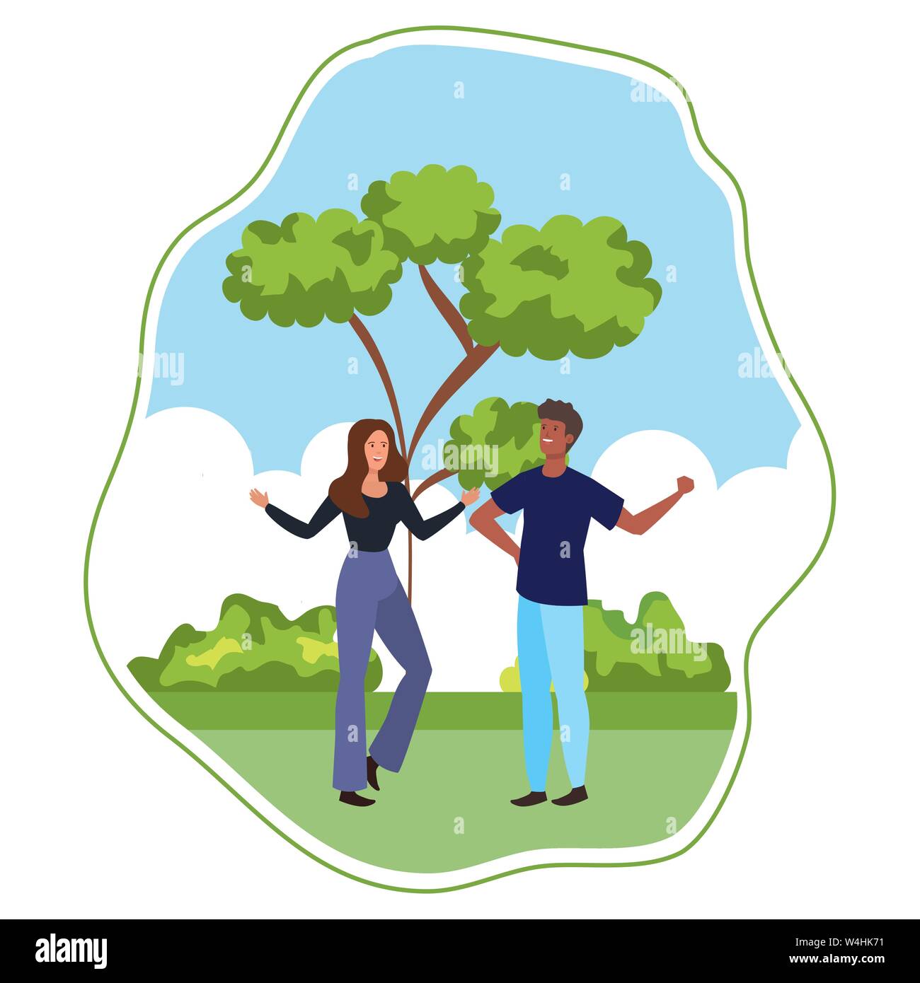young interracial lovers couple in the landscape Stock Vector Image ...
