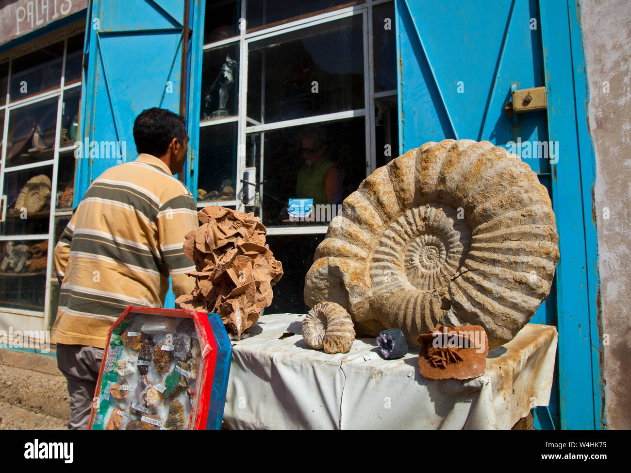 Venta de fósiles, Alto Atlas, Marruecos, Africa Stock Photo - Alamy