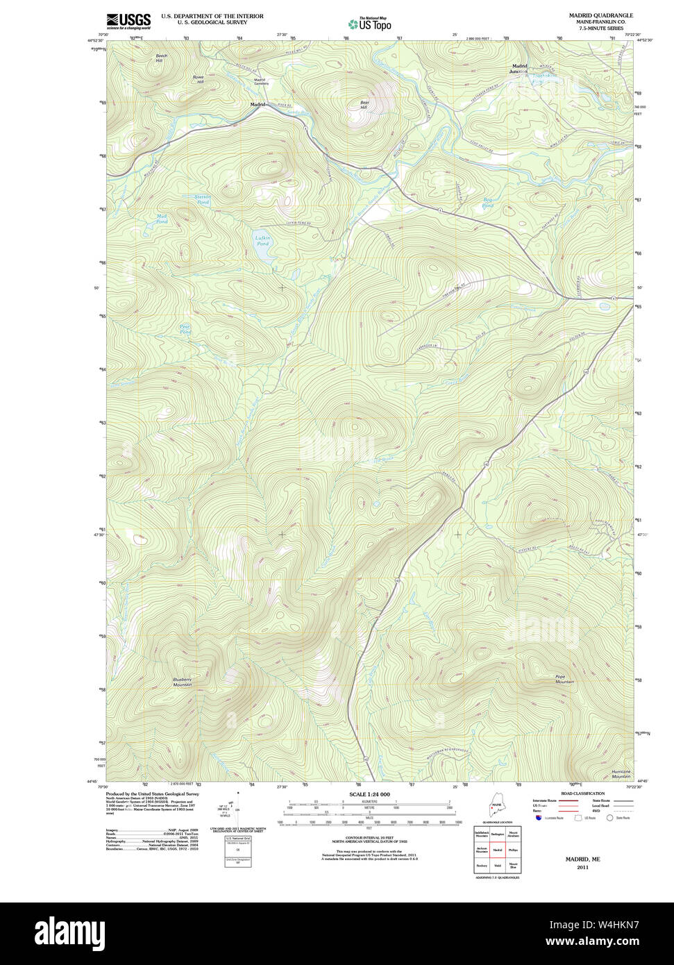 Maine USGS Historical Map Madrid 20110829 TM Restoration Stock Photo ...