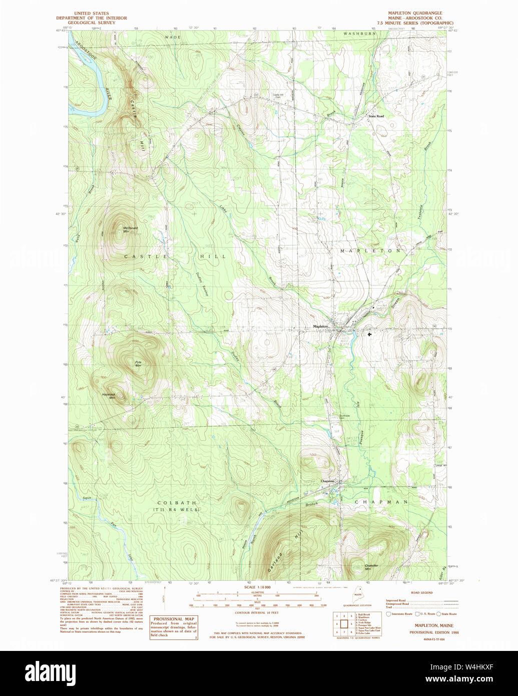 Maine USGS Historical Map Mapleton 102723 1984 24000 Restoration Stock