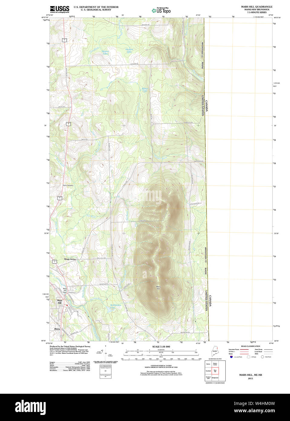Maine USGS Historical Map Mars Hill 20110907 TM Restoration Stock Photo