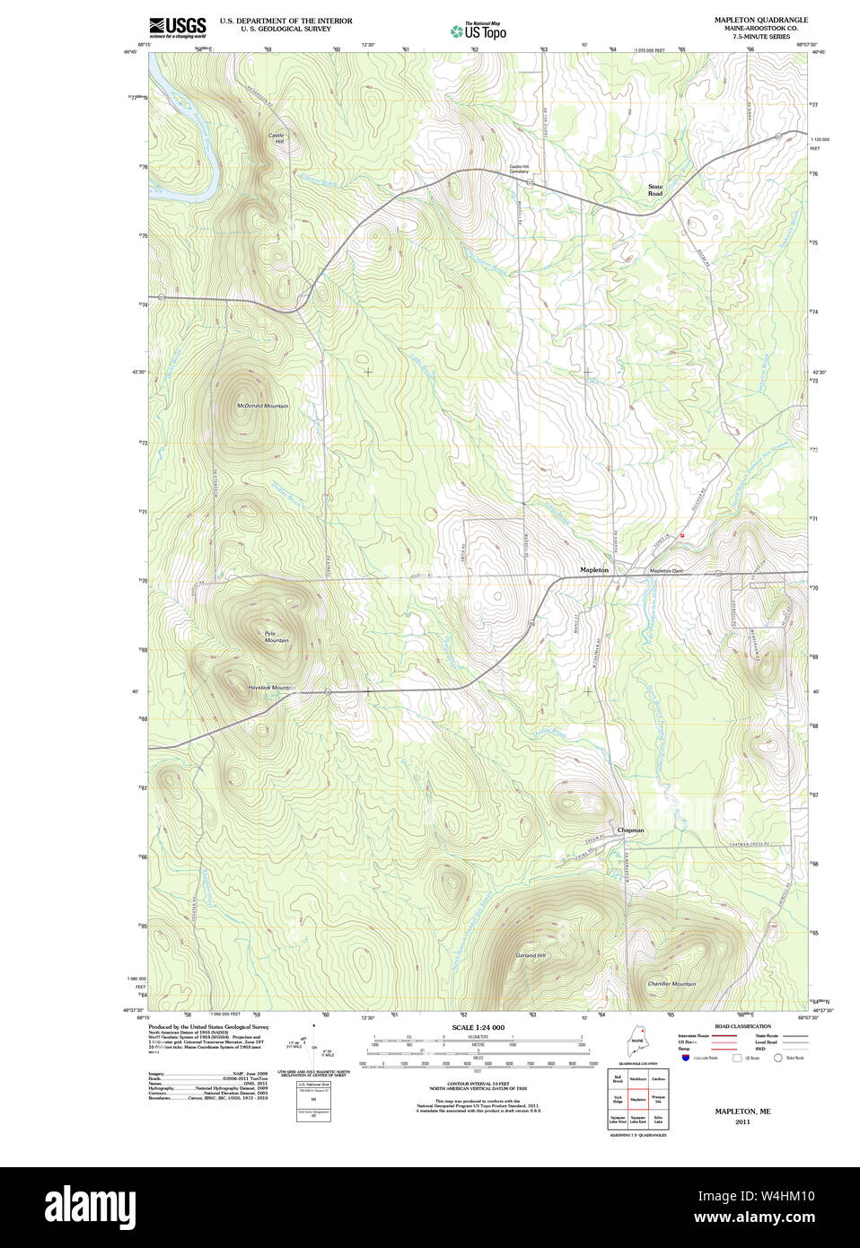 Maine USGS Historical Map Mapleton 20110909 TM Restoration Stock Photo