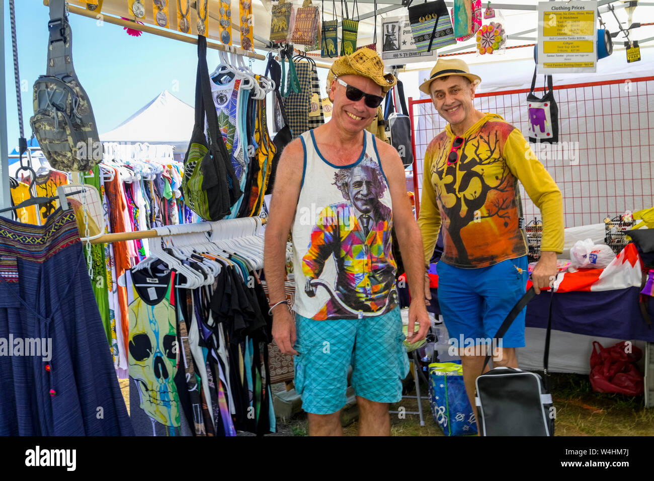 Custom Tee Shirt booth,  Vancouver, British Columbia, Canada Stock Photo