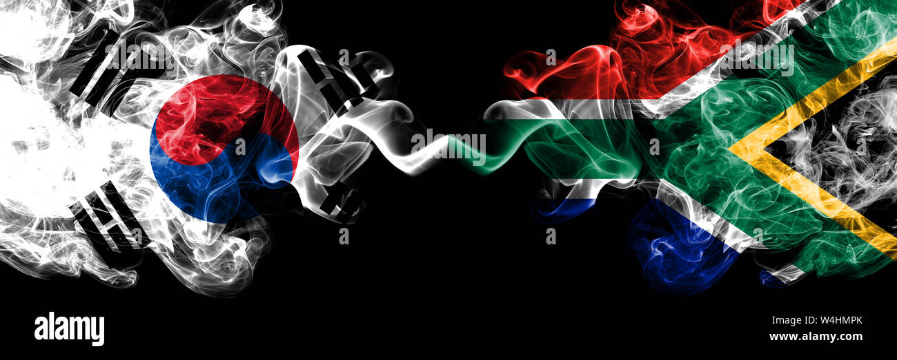 South Korea vs South Africa, African smoky mystic flags placed side by