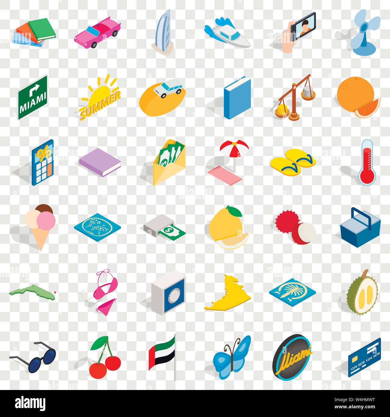 Bikini icons set, isometric style Stock Vector