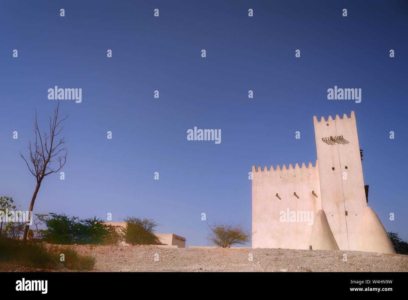 Al Barzan Towers is also known as the Umm Salal Mohammed Fort Towers, are watchtowers that were built in the late 19th century . Stock Photo