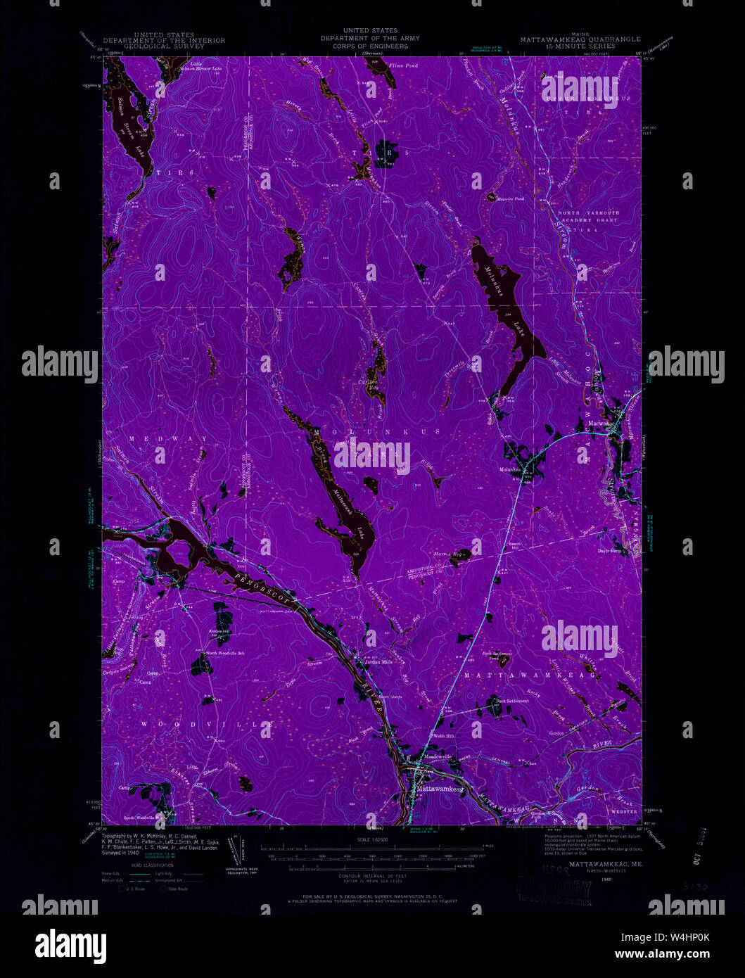 Maine USGS Historical Map Mattawamkeag 460600 1940 62500 Inversion