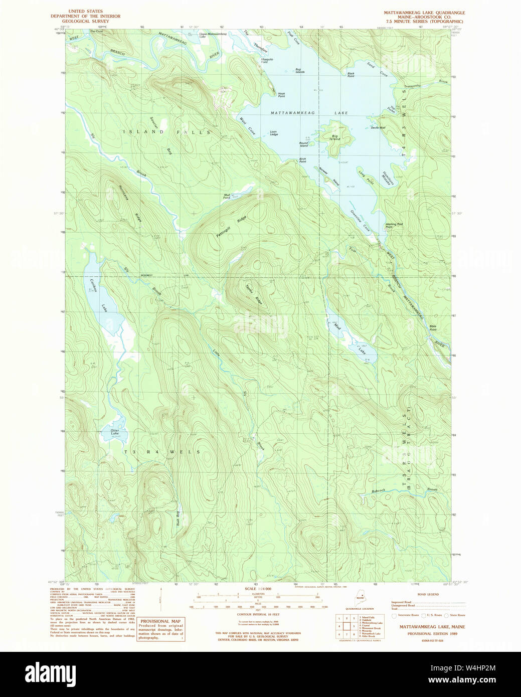 Maine USGS Historical Map Mattawamkeag Lake 102730 1989 24000