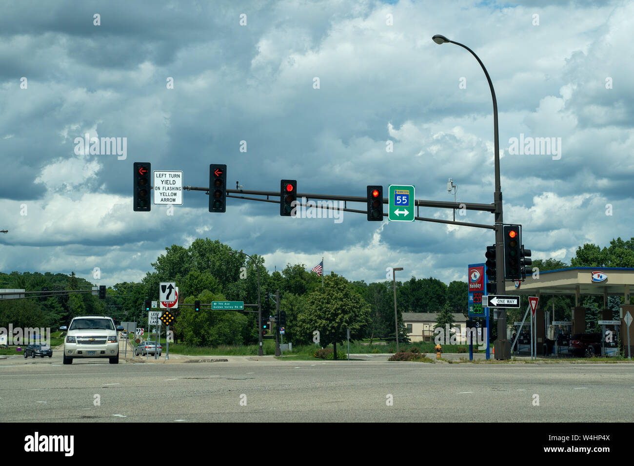 Golden Valley, Minnesota July 21, 2019 Intersection and stop lights