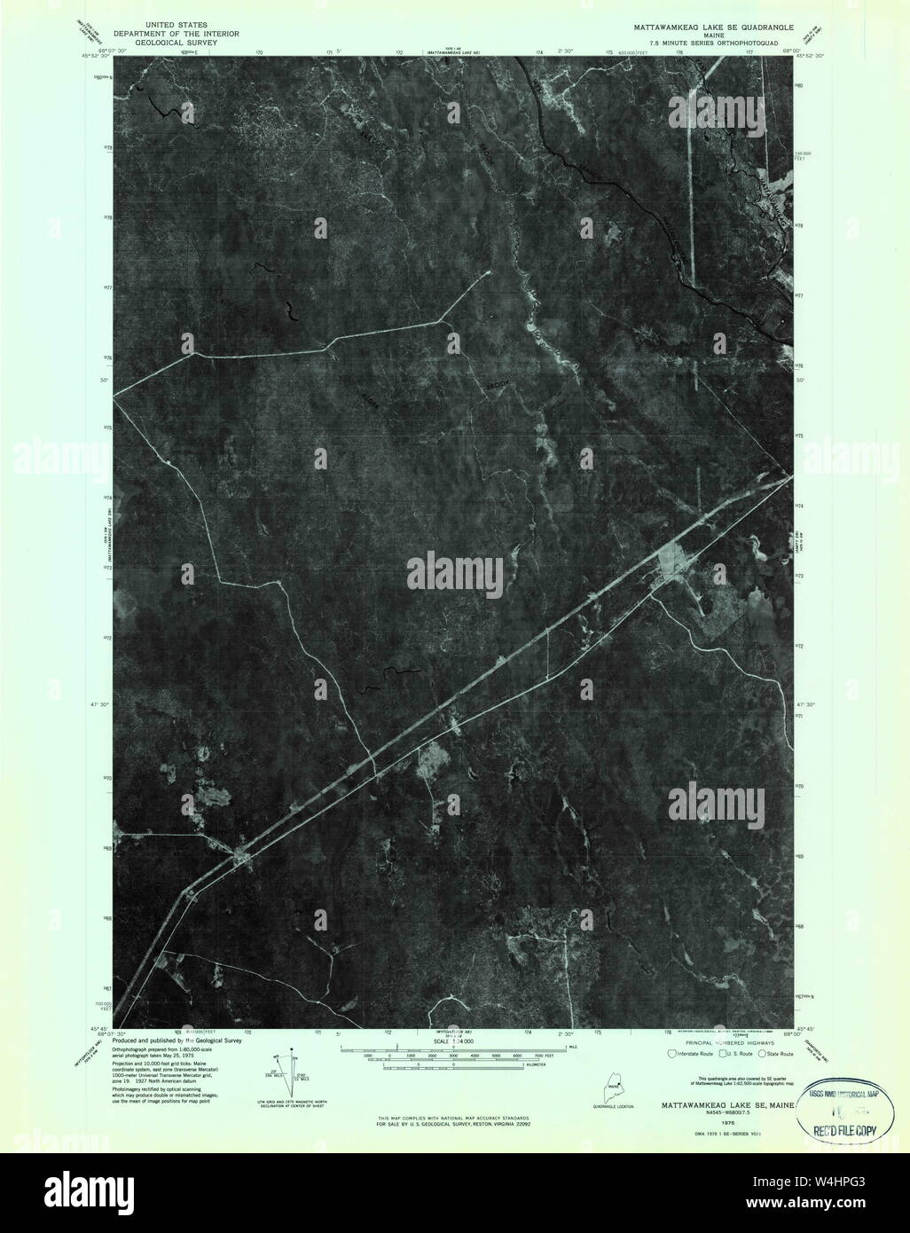 Maine USGS Historical Map Mattawamkeag Lake SE 806894 1975 24000