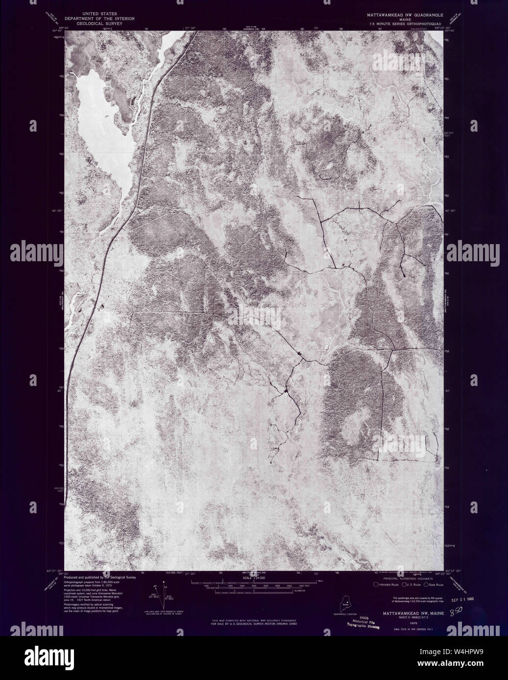 Maine USGS Historical Map Mattawamkeag NW 806890 1975 24000 Inversion