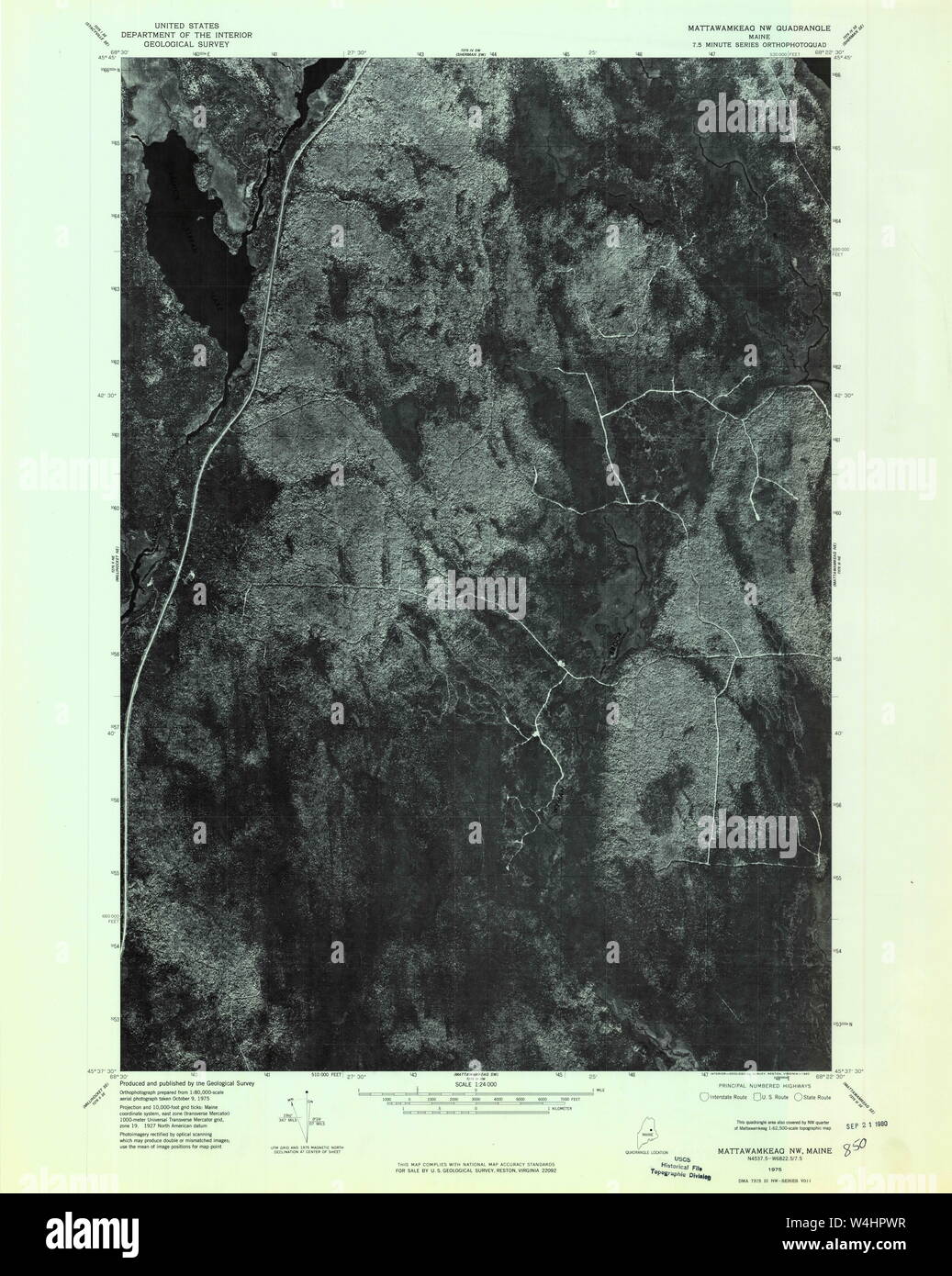 Maine USGS Historical Map Mattawamkeag NW 806890 1975 24000 Restoration Stock Photo Alamy