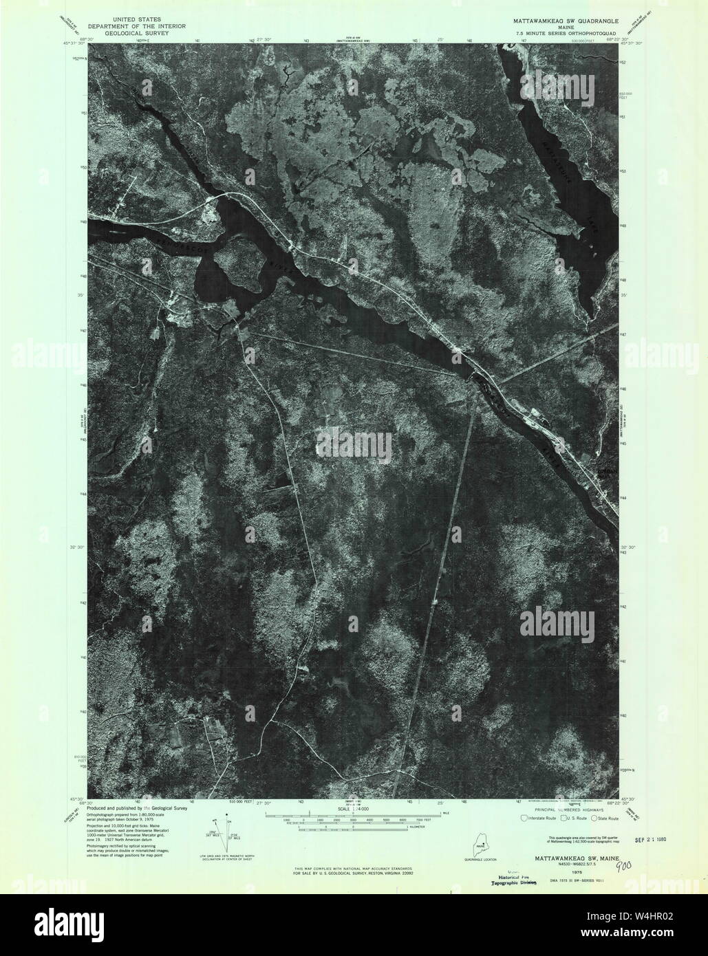 Maine USGS Historical Map Mattawamkeag SW 806891 1975 24000 Restoration