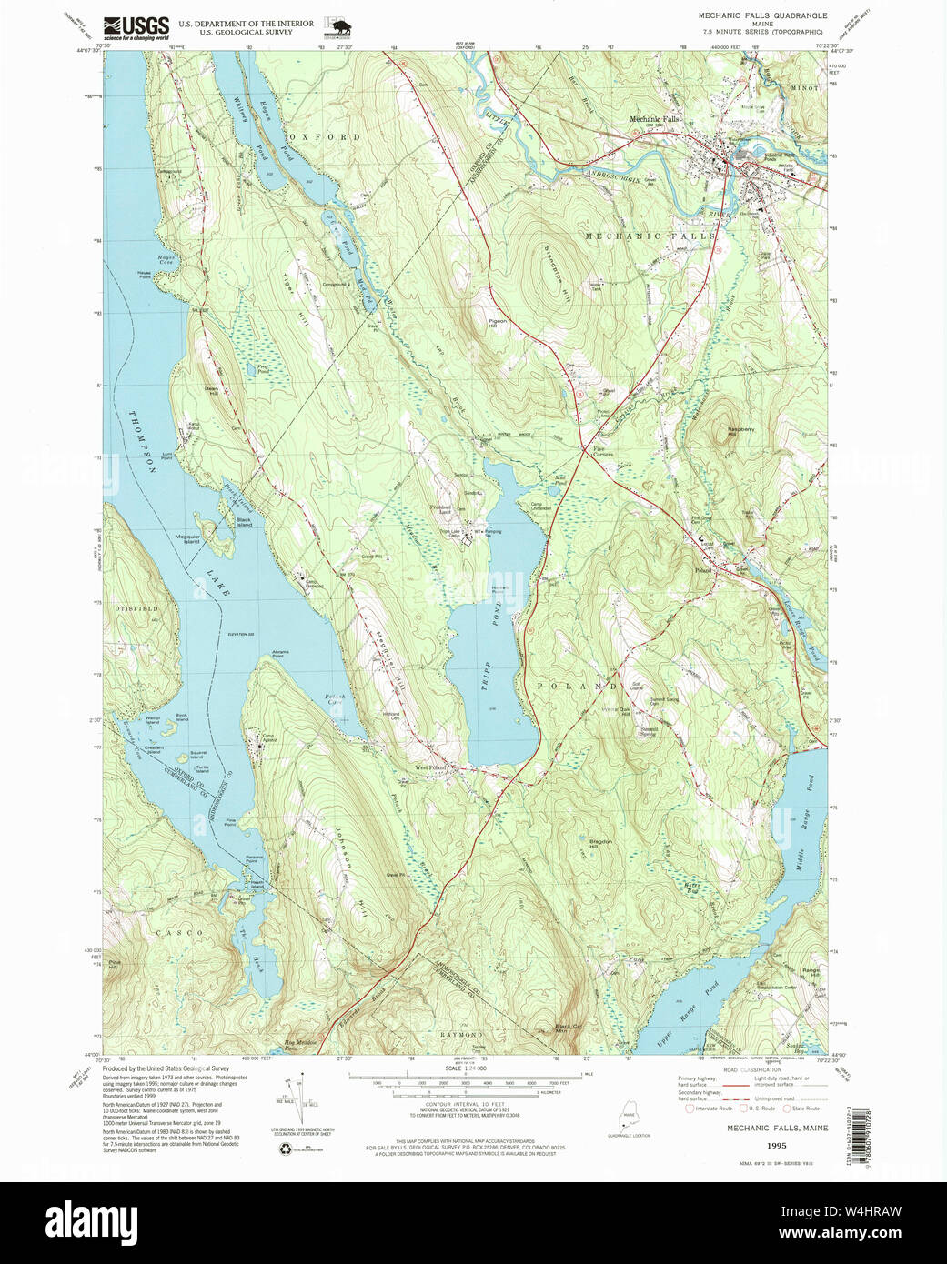 Maine USGS Historical Map Mechanic Falls 102736 1995 24000 Restoration