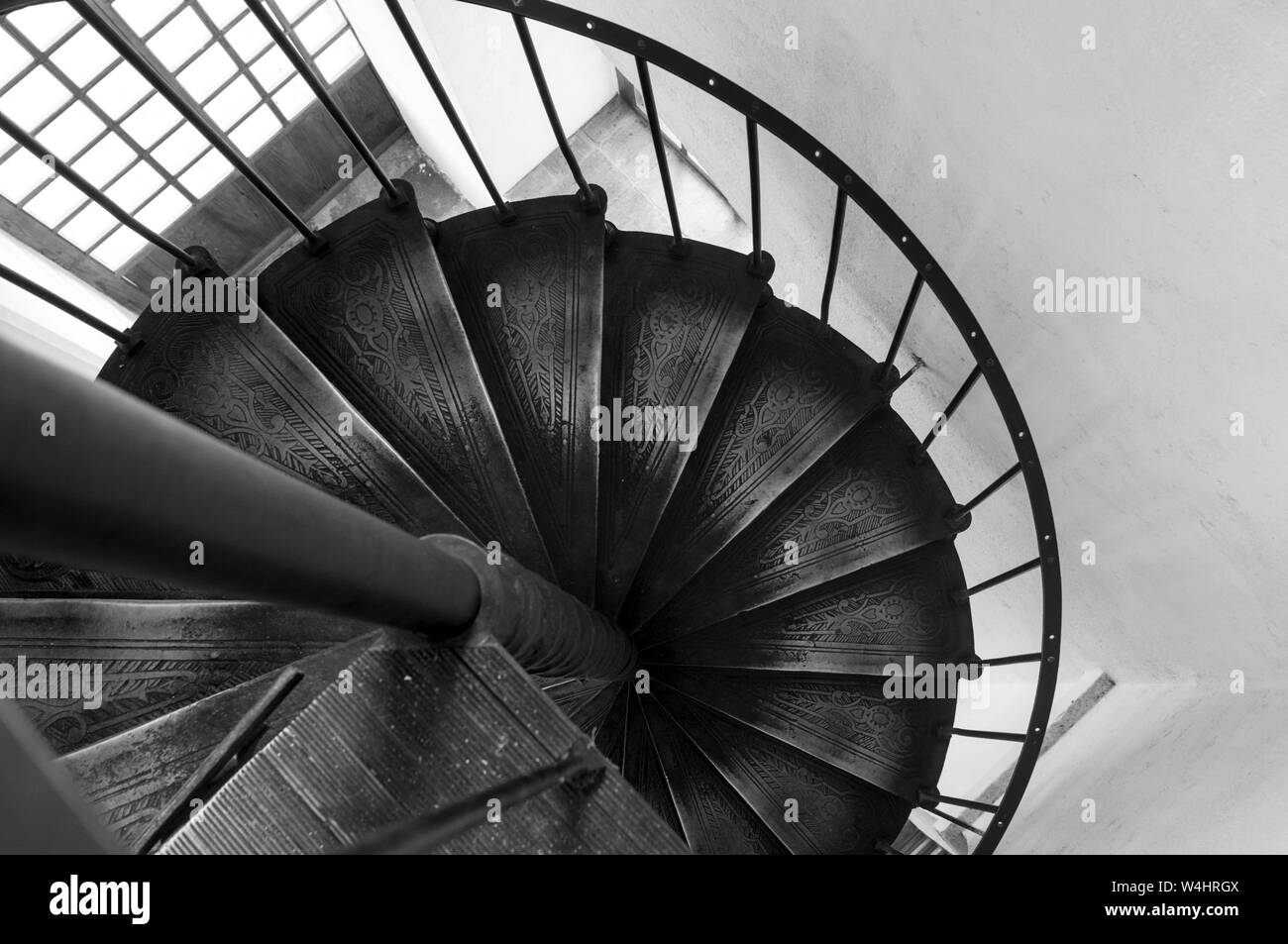 Black and white spiral Stairway Stock Photo Alamy
