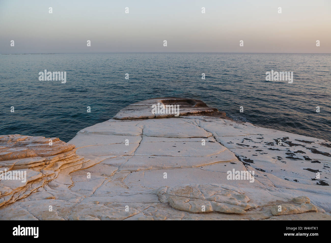 View of the iconic seascape with white rocks. Cyprus, sunset Stock ...