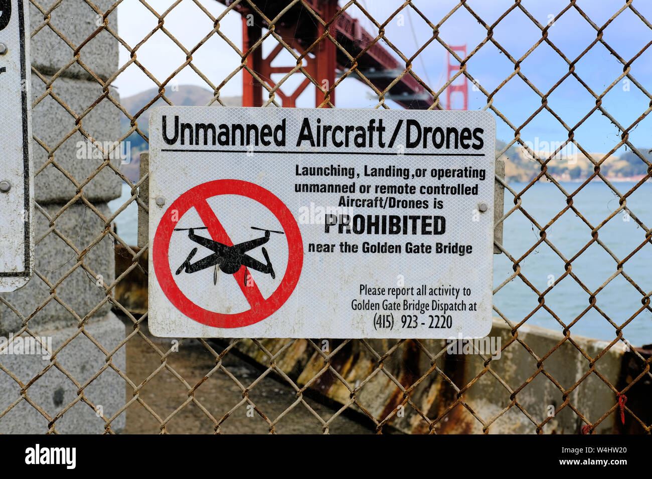 Sign prohibiting the use of unmanned aircraft and drones near Golden