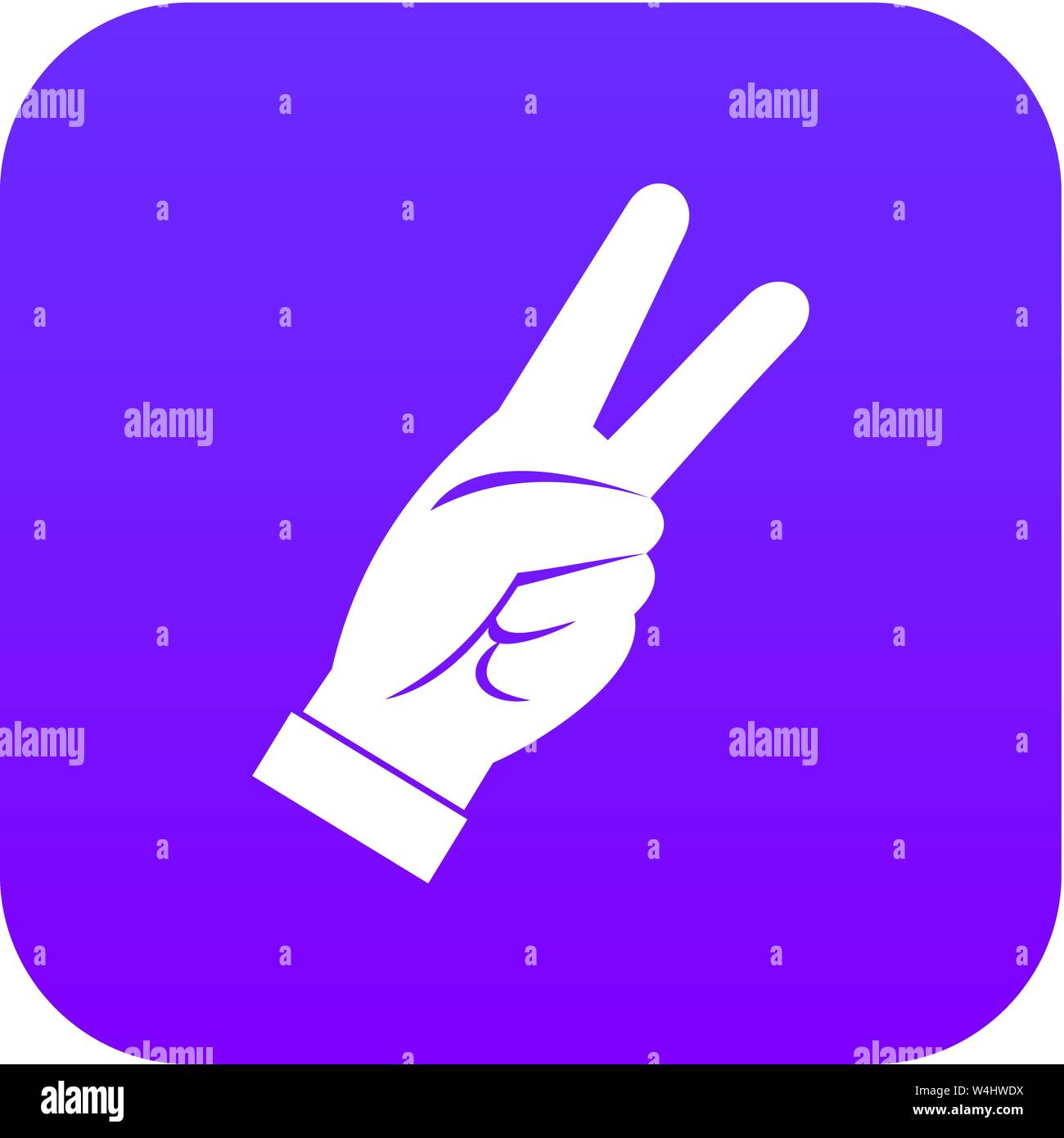 Hand showing victory sign icon digital purple Stock Vector Image & Art ...