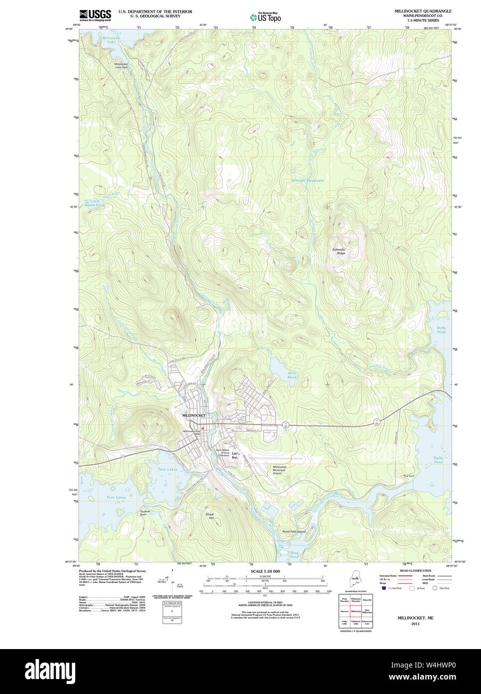 Maine USGS Historical Map Millinocket 20110902 TM Restoration Stock