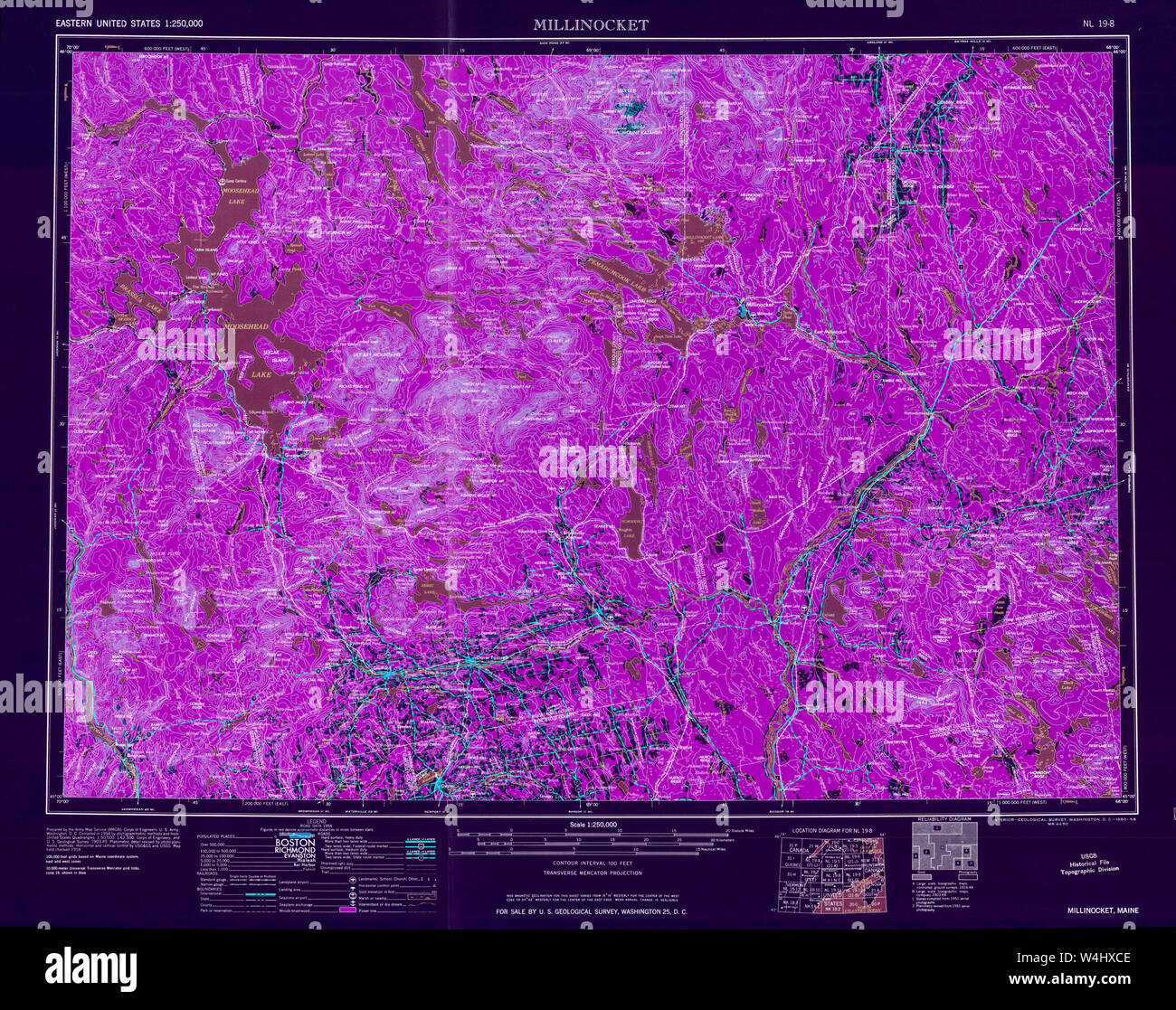 Maine USGS Historical Map Millinocket 806908 1960 250000 Inversion