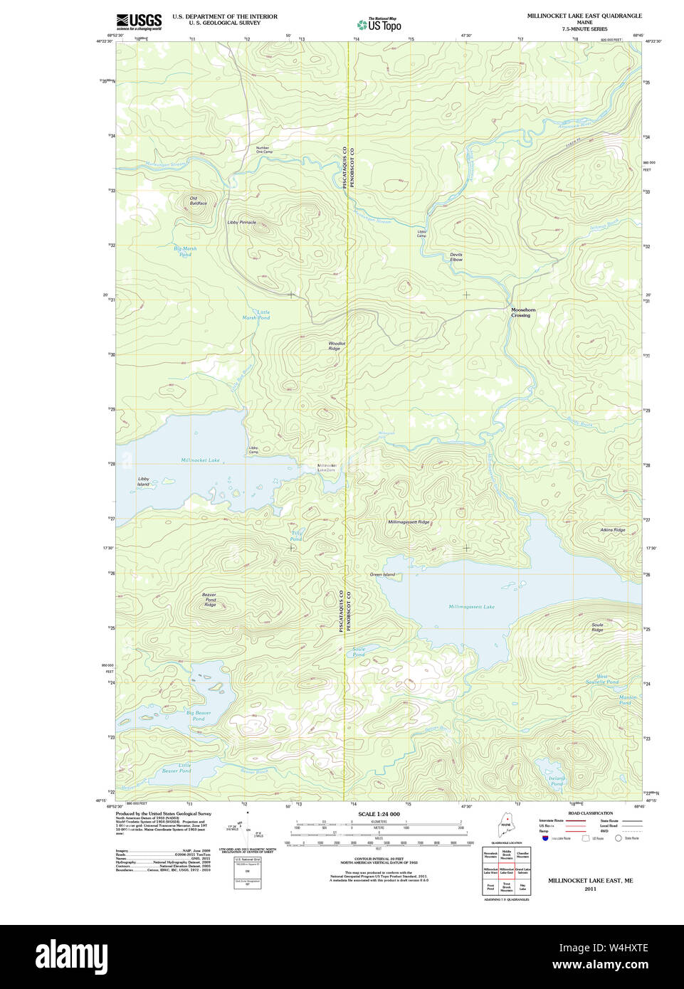 Maine USGS Historical Map Millinocket Lake East 20110909 TM Restoration