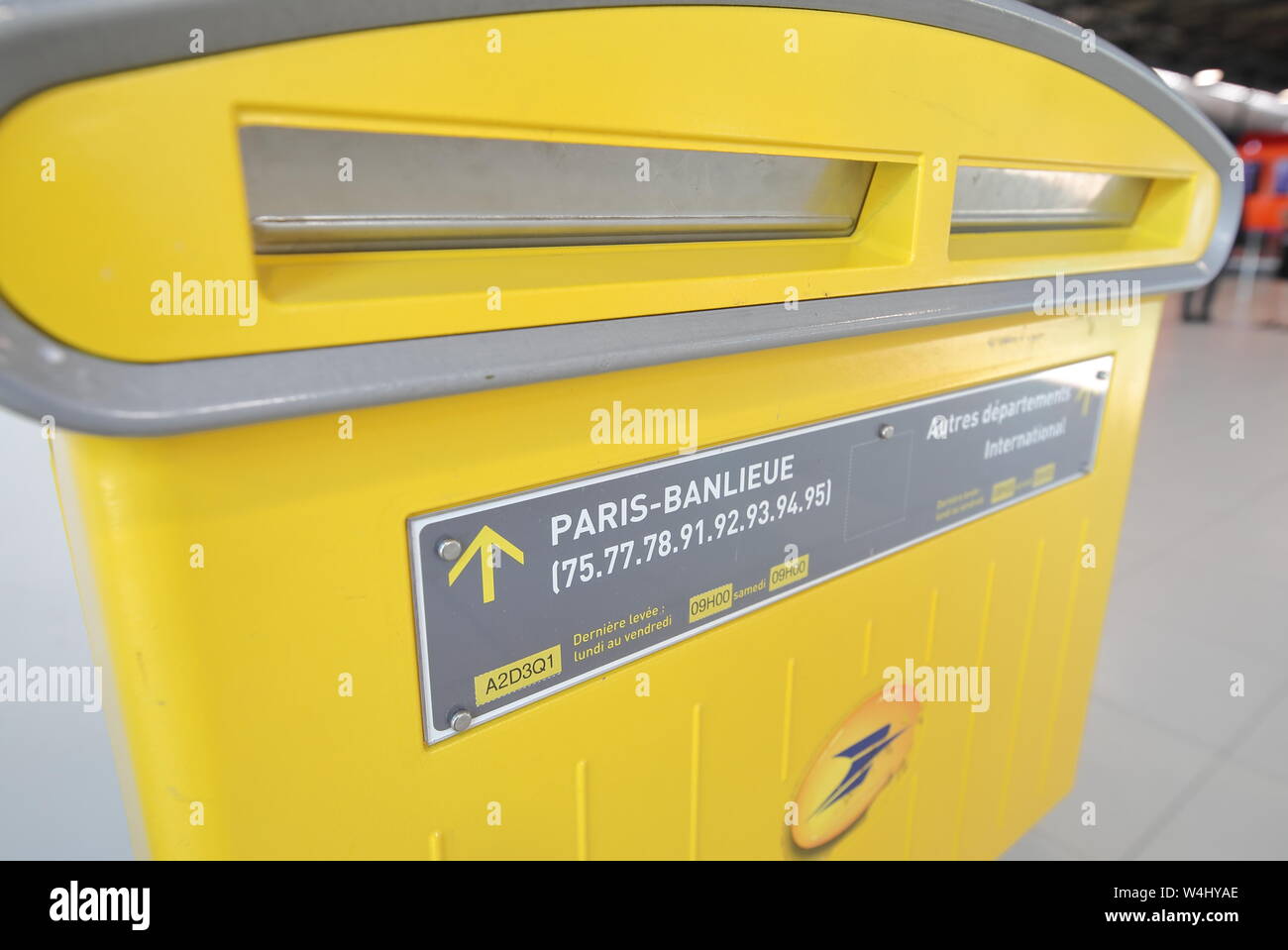 Post mail box at Charles de Gaulle airport Paris France Stock Photo Alamy