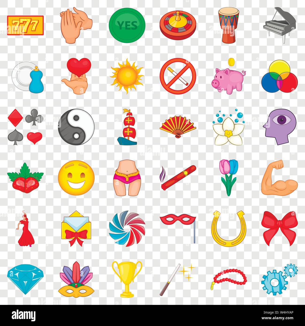 Excellence icons set, cartoon style Stock Vector